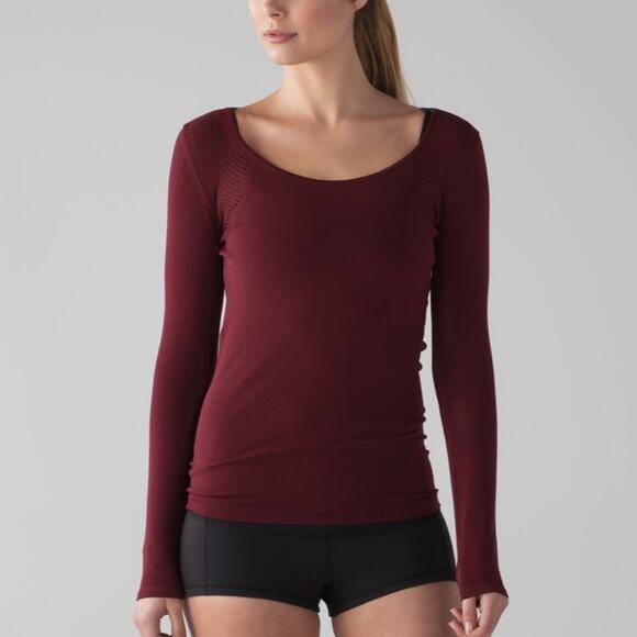 Lululemon Deep Rouge Reveal Long Sleeve Tee - Picture 10 of 10